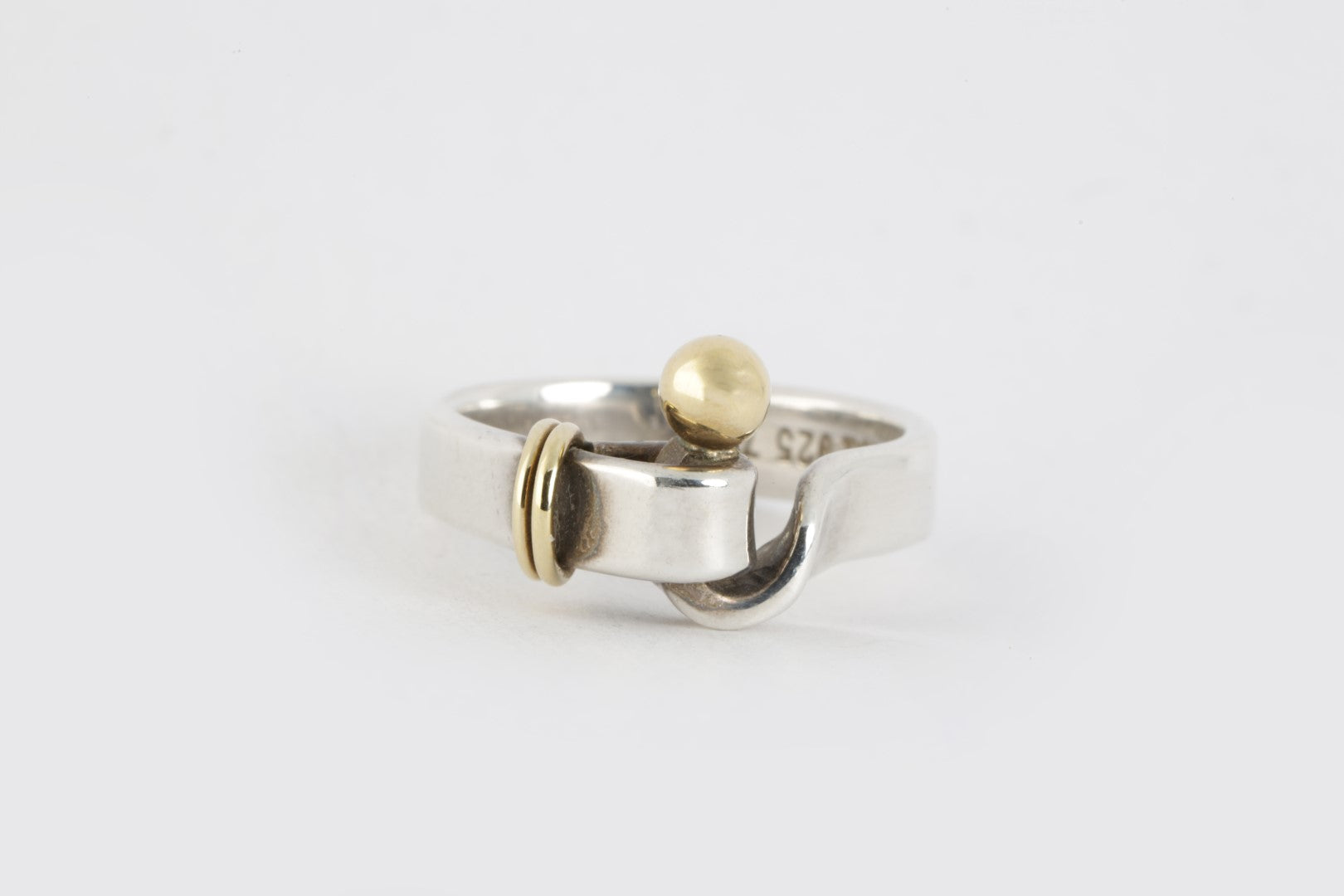 Tiffany Co. 925 Silver 18k Gold Hook Eye Ring Size 5 4.25g. Chorost Co