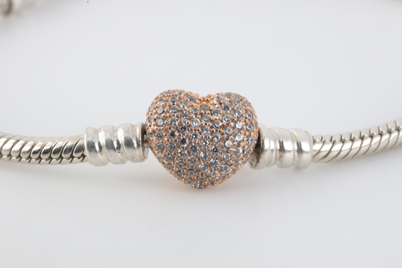 Pandora Silver Pave Heart Clasp Bracelet