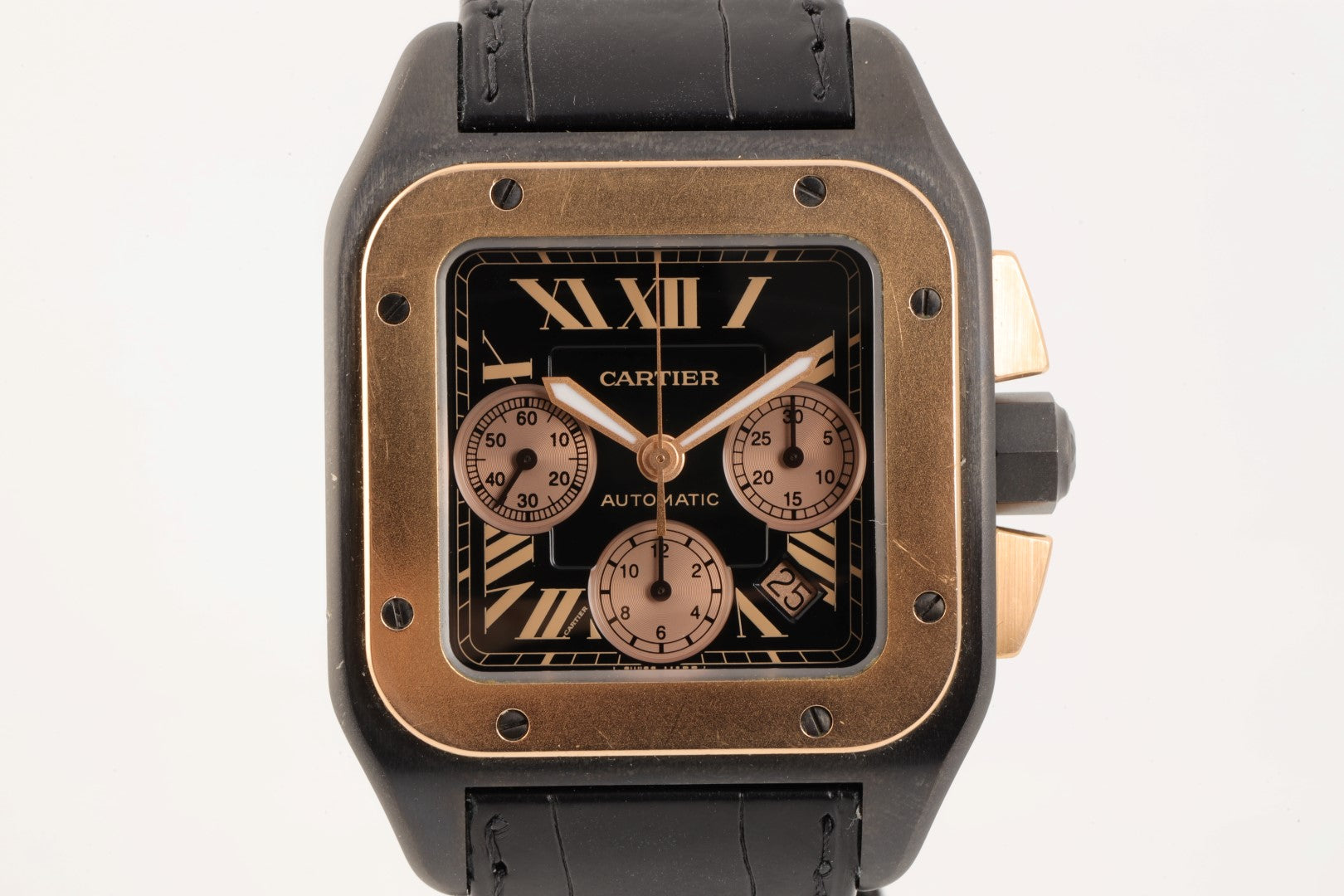 Cartier santos 100 xl chronograph rose gold deals