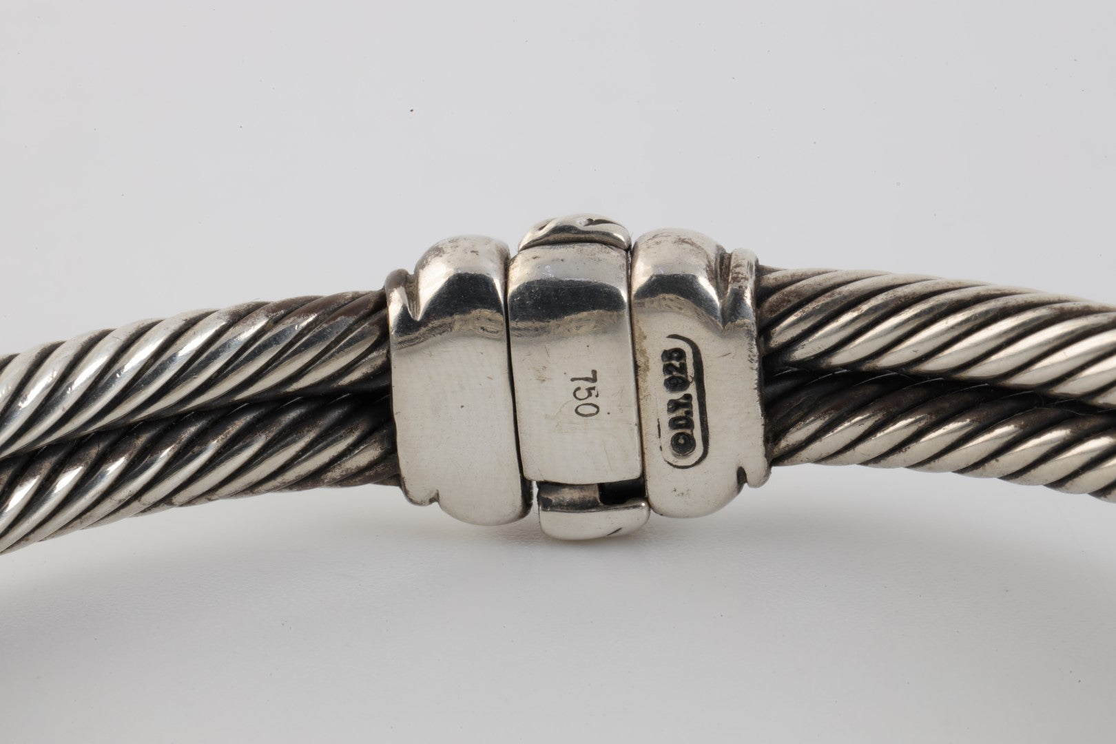 7'' David Yurman 925 Silver Albion Double Cable Bracelet