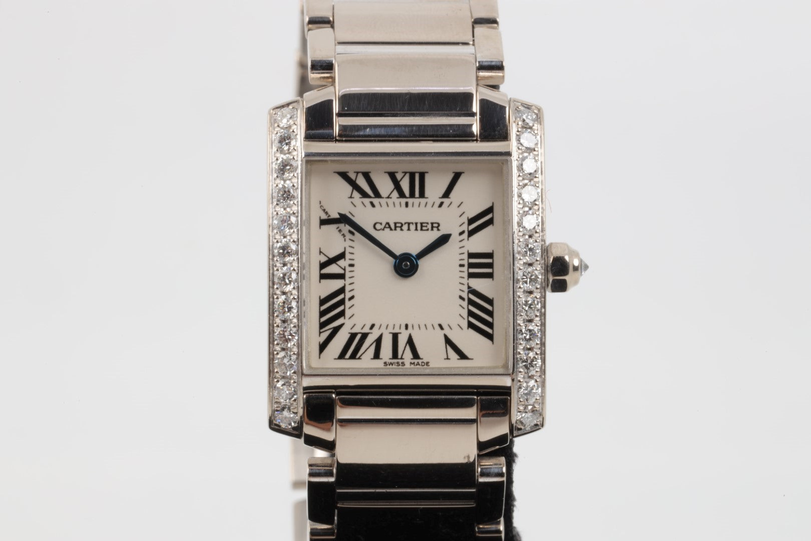 Cartier Tank Francaise 2403 18K White Gold Diamond 20mm Ladies