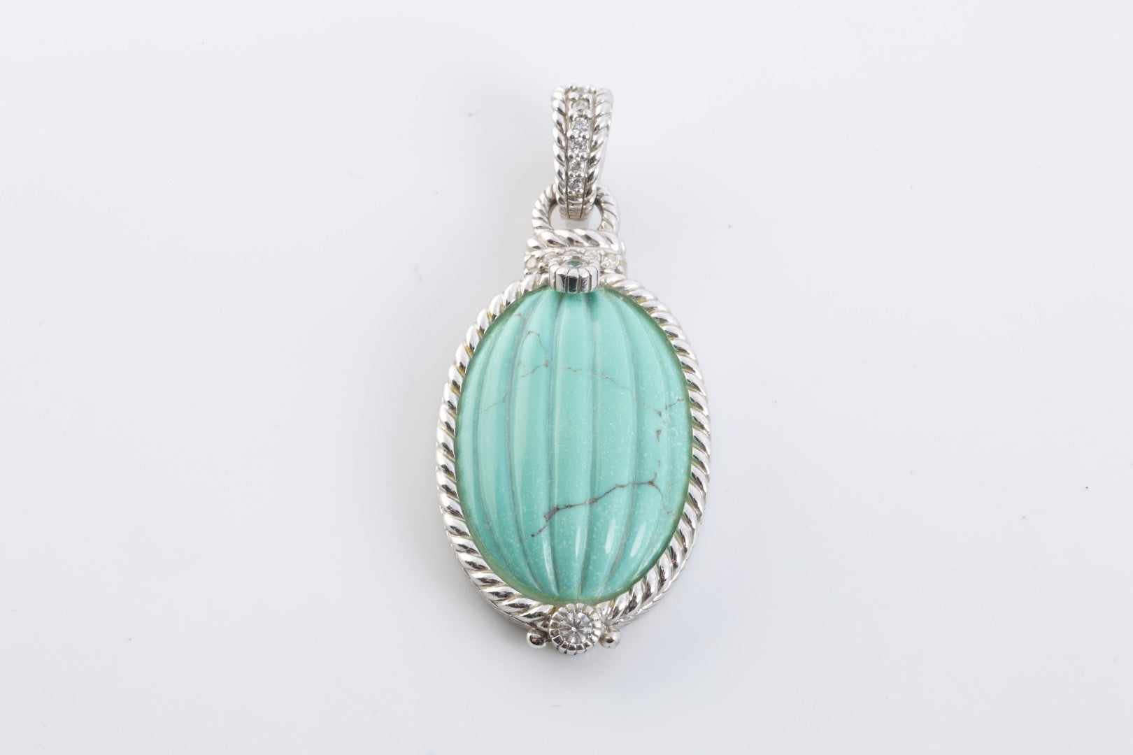 Judith Ripka 925 Silver Turquoise CZ Enhancer Pendant 20.00g