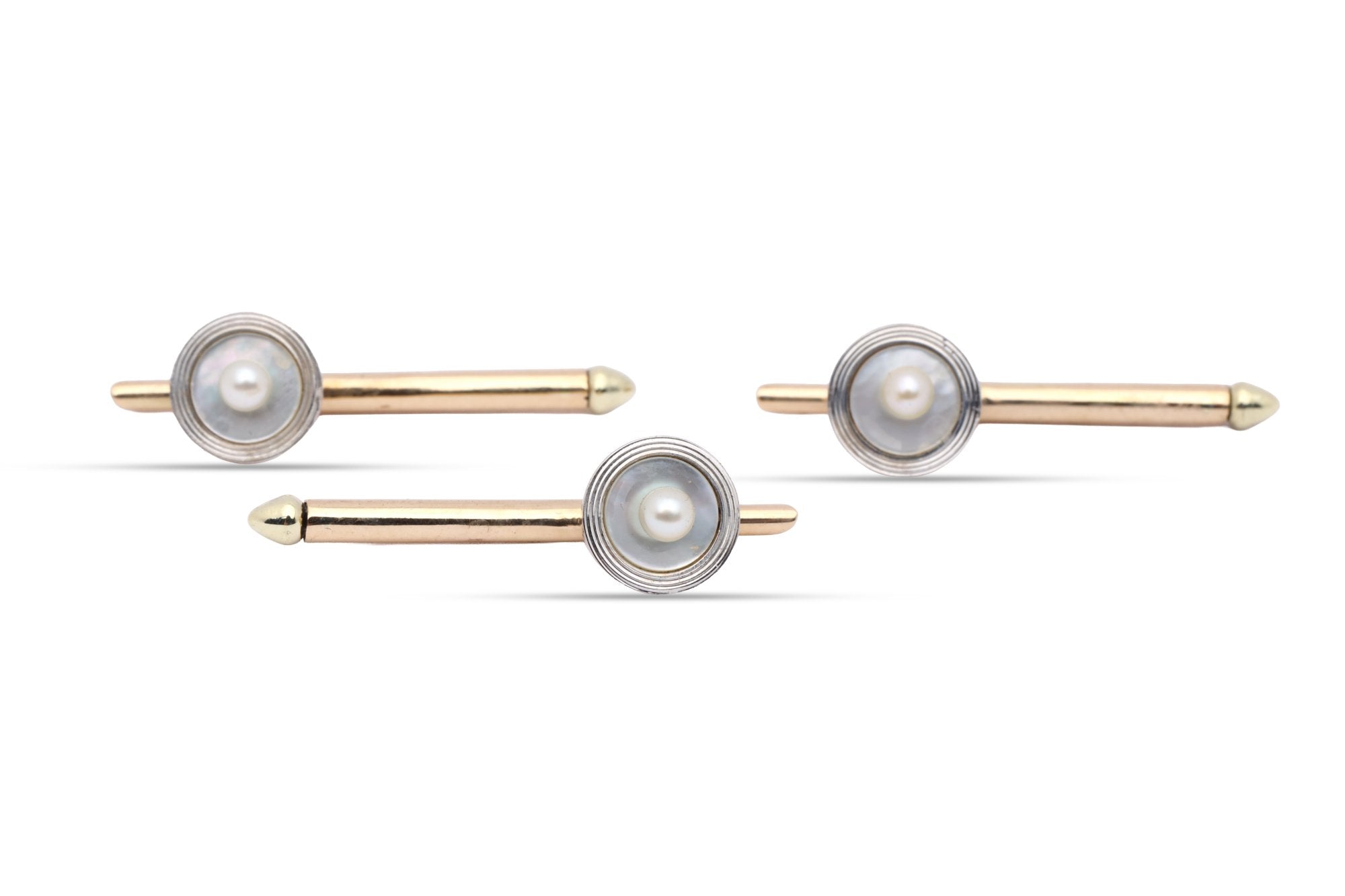 gold dress studs Tiffany & Co. 14k Yellow Vintage Pearl Tuxedo Shirt Set of gold tuxedo shirt studs