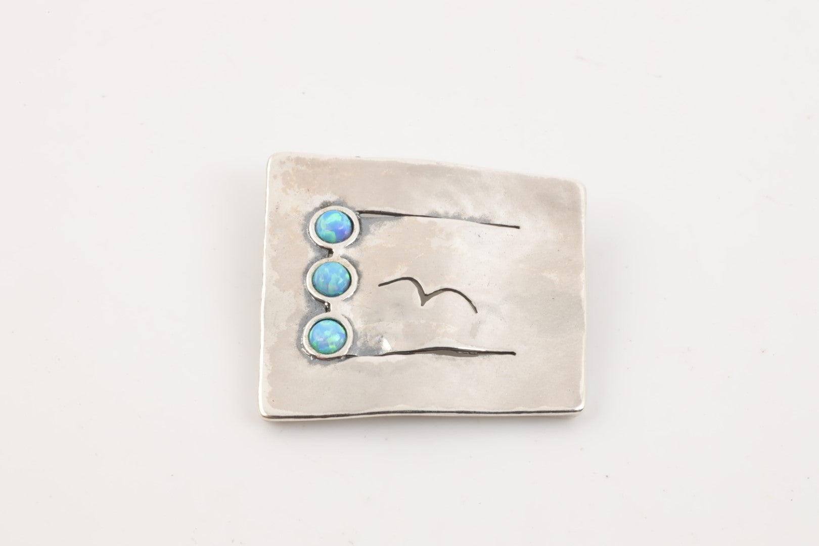 Shablool Didae Israeli 925 Silver 0.20tcw Blue Opal Pendant 3.84g