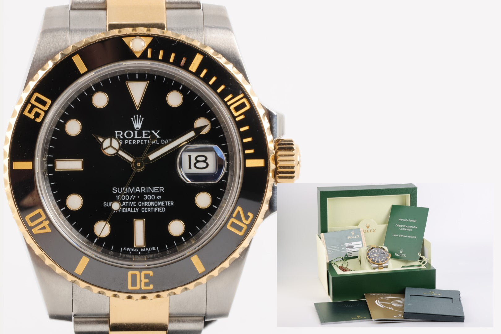 Rolex Submariner 116613N 18K Gold Stainless Steel 2013 40mm Box Pap Chorost Co