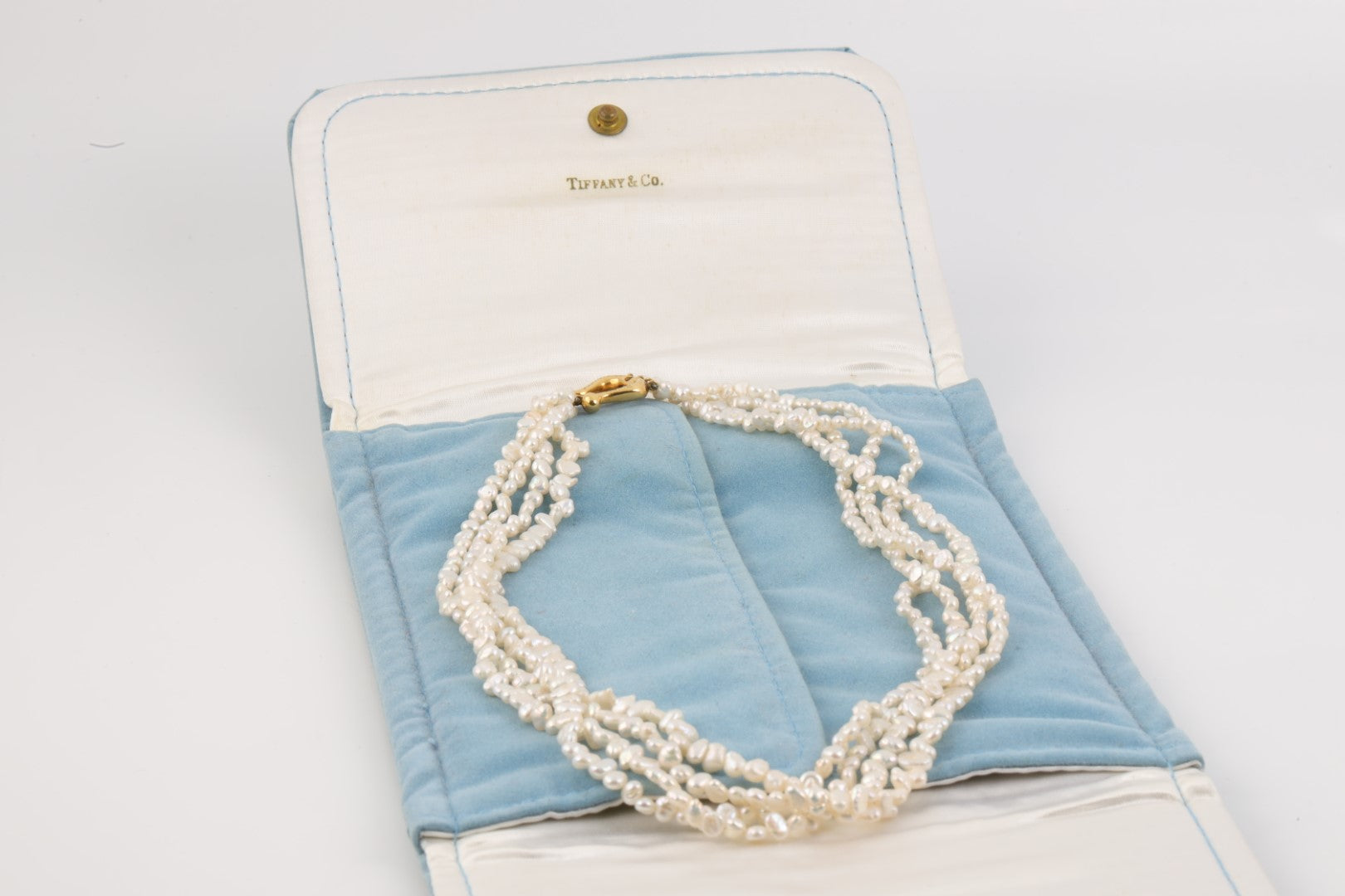 Tiffany and Co pearl necklace 18k white gold signature double x clasp 18  inches | eBay