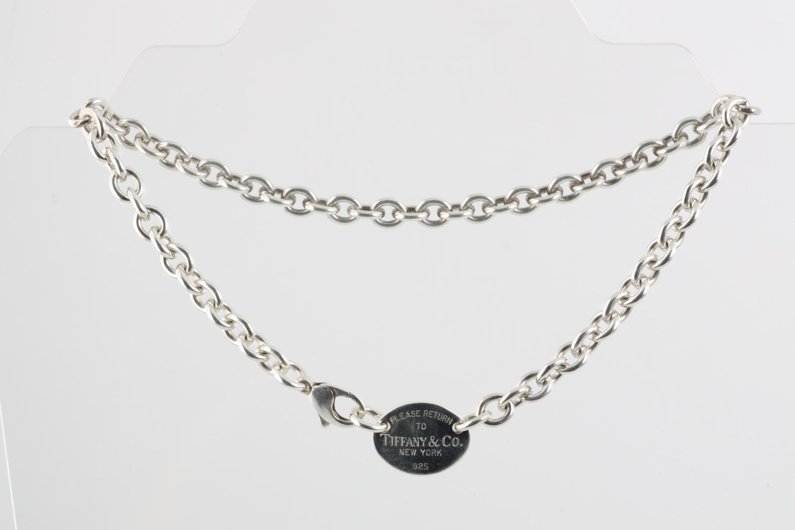 Silver Oval Tag Necklace Tiffany And Co Oval Choker Necklace