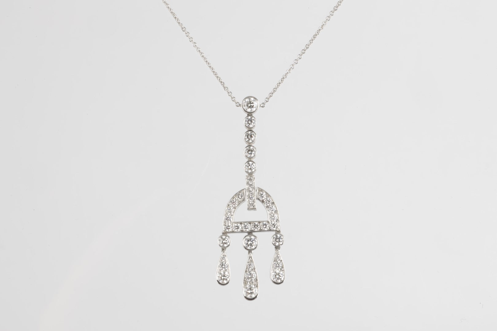 Platinum and Diamond Jazz Pendant Necklace